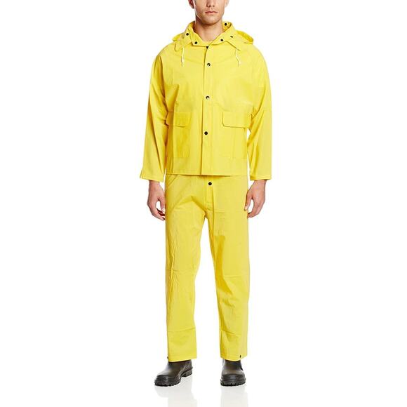 4XL Onguard 3 Piece Suit Jacket Bib Overall Hood Yellow Protective Clothing PVC - Picture 1 of 8